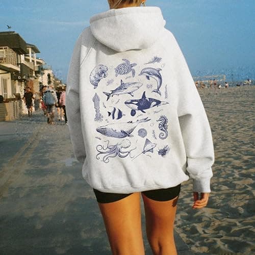 Cute Hoodies for Teen Girls Women Y2k Floral Graphic Oversized Sweatshirt Long Sleeve Aesthetic Preppy Clothes thumbnail 4
