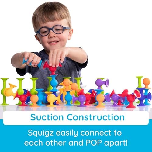 Fat Brain Toys Squigz Starter Set, 24 Piece Suction Bath Toys, Sensory Toys for Kids 3 and Up - Pack of 22 thumbnail 4