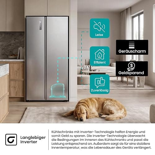 Hisense RS3P538NAIE Kühl-Gefrierkombination/Side by Side/Freistehend/ 527 L/EEK: E/ 39 dB/Perfekt Kitchen Fit/Boden-Kühlsystem/Meta-Tech Cooling/Total No Frost/ (BxHxT): 91,1×178,6×60 cm/Grau thumbnail 11