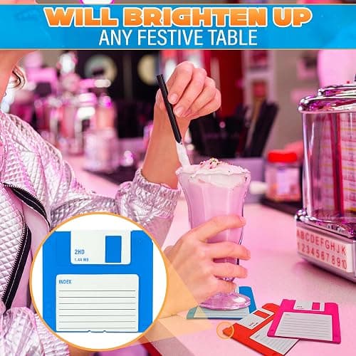 6 Pcs Floppy Disk Coaster Set - 3.54"x3.54" Funny Coasters, Retro Coasters for Office, Made of Durable & Flexible Non-Slip Silicone - Waterproof Office Coaster for Desk Decor and 90s Gifts Ideas thumbnail 8