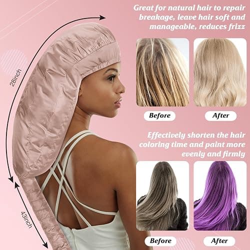 Bonnet Hair Dryer Attachment - Bonnet Hood Dryer with Headband That Reduces Heat Around Ears and Neck, Use for Hair Styling, Hair Drying, Curling and Deep Conditioning (Extended Version, Pink) thumbnail 5