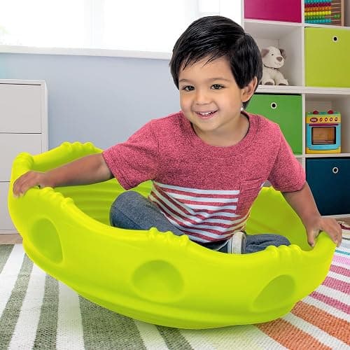 Simplay3 Two Sided Rock Around Wobble Disk and Climbing Dome for Toddlers and Kids - Rocking and Climbing - Indoor/Outdoor - Yellow/Green, Made in USA (1 Pack) thumbnail 2