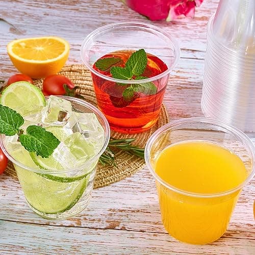 JOLLY CHEF 100 Pack Clear Plastic Cups, 9 oz Crystal PET Party Cups, Classic Clear Disposable Wine Cup for Wedding, Thanksgiving, Birthday, Halloween, Christmas Party thumbnail 5