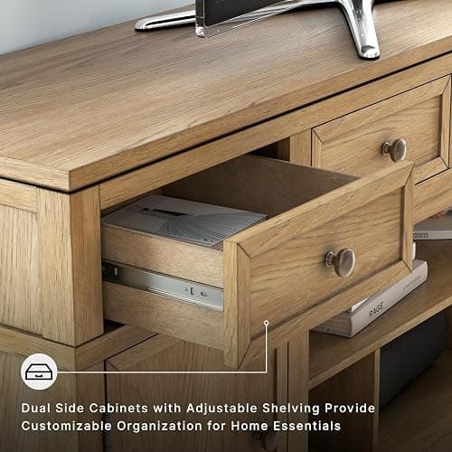 Signature Design by Ashley Sharlance 81" Wood TV Stand for TVs up to 93" | Fits TVs up to 93 in, Hardwood solids hickory wood veneer and MDF substrate, 4 drawers, 2 cabinets, Fireplace compatible thumbnail 8
