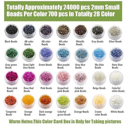 Ybxjges 24000Pcs 2mm Glass Seed Beads Kit, with 28 Colors Small Beads Kit for Girls,Women and Adults,Bracelets, Necklaces,Earring,Jewelry Making Supplies thumbnail 2