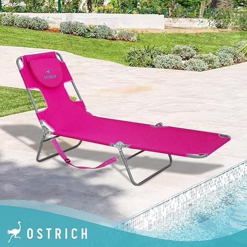 Ostrich Beach Lounge Chair, Folding & Reclining Outdoor Chaise Lounger, Pink - Portable Adjustable Recliner Chair for Lawn, Pool, Patio, Garden, and Yard thumbnail 8