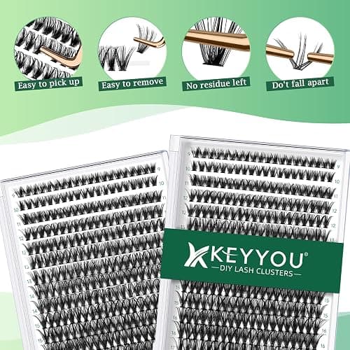KEYYOU Lash Clusters 300pcs Individual Lashes 40D 0.07D Curl 9-18MIX DIY Eyelash Extension Large Tray Volume Soft&Natural Cluster Lashes(40D-0.07D,9-18MIX thumbnail 3