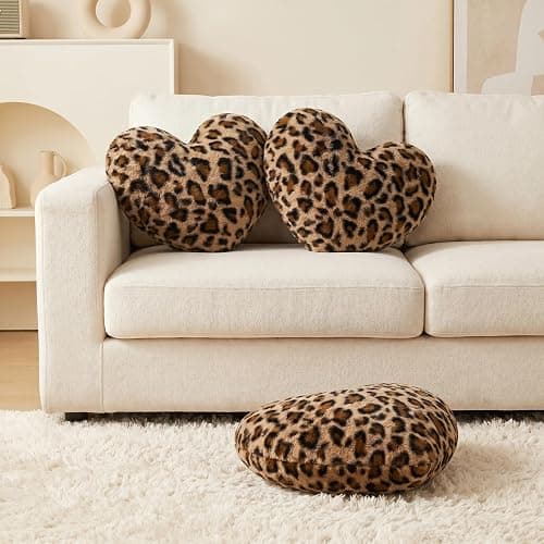 MQumirrin Leopard Heart Pillow Small Cheetah Print Love Pillows Soft Faux Fur Heart Shaped Decorative Pillow Cushion for Bed, Sofa, Couch, Bedroom & Living Room 13 x 10 Inch thumbnail 3