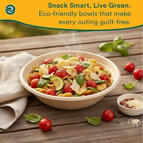 ECO SOUL Disposable Paper Bowls 24 oz, 100 Pack – Biodegradable Compostable Sugarcane Bagasse Bowls, Heavy Duty & Microwave Safe, Large Bowls for Serving Ramen, Curry, Rice, Salad – Natural Brown thumbnail 5