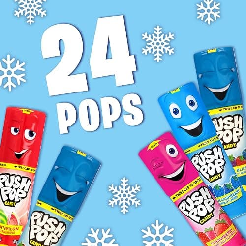 Push Pop Christmas Candy Variety Pack, 24Ct Bulk Individually Wrapped Lollipops for Party Favors, Assorted Flavors, Full Size, Fun Hard Candy For Birthdays, Holiday Parties, Stocking Stuffers, Gifts thumbnail 3