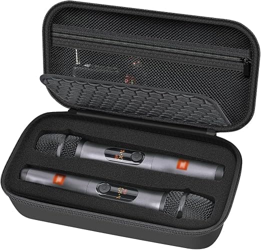 Wireless Microphone Case Compatible with JBL Wireless Two Microphone/for JBL Partybox, Handheld Dual Mic Travel Storage Bag for Receiver, Batteries and Other Accessories - Black (Box Only) - Image 1