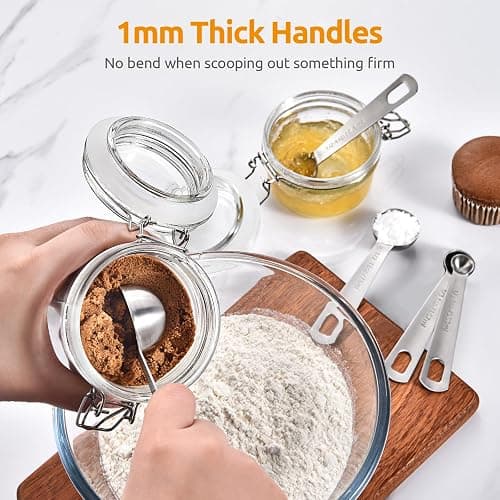 U-Taste Teaspoon Tablespoon Measuring Spoons: 18/8 Stainless Steel Measure Scoop Set of 5, 1/4 TSP, 1/2 TSP, 1 TSP, 1/2 TBSP & 1 TBSP, Metal Kitchen Measurement Utensil for Dry and Liquid Ingredients thumbnail 6