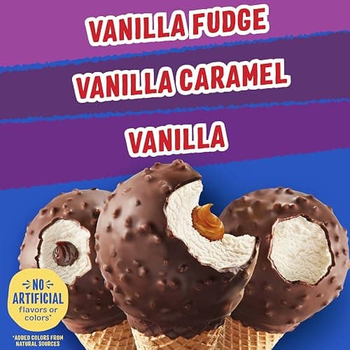 Drumstick Dipped Variety Pack, Vanilla Fudge, Vanilla Caramel, Vanilla Sundae Cone, 8 Count (Frozen) thumbnail 6