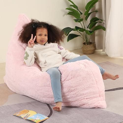 MOMCAYWEX 3-in-1 Kids Bean Bag Chair, Gaint Pillow Mattress for Kids, 35" x 50" x 10", Pink thumbnail 3