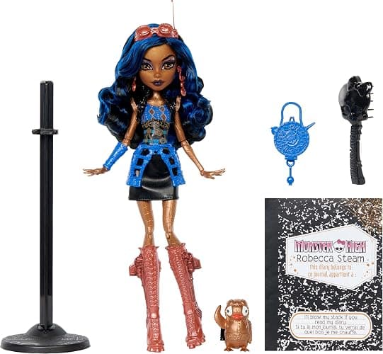 Monster High Boo-riginal Creeproduction Doll, Robecca Steam Collectible Reproduction with Doll Stand, Diary, and Pet Penguin Captain Penny thumbnail 5