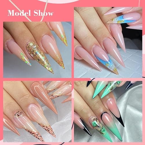 Clear Stiletto Nail Tips, No C Curve Medium Nail Tips for Acrylic Nails Professional, 550PCS Soft Gel Nail Tips Half Cover Stiletto Almond Fake Nails for Nail Extension, Use for Nail Salon Home DIY thumbnail 2