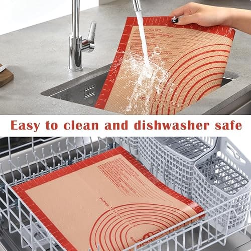 Non-slip Pastry Mat Extra Large with Measurements 28''By 20'' for Silicone Baking/ Counter Mat, Dough Rolling Mat,Oven Liner,Fondant/Pie Crust Mat By Folksy Super Kitchen Red - 28"L x 20"W thumbnail 9