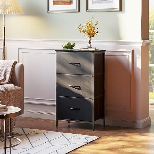 AODK Dresser for Bedroom Nightstand Small Dressers Chest of Drawers End Table for Living Room, Closet Dresser with 3 Storage Drawers Organizer Clothes, Black thumbnail 6