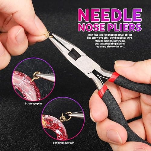 LEOBRO Hand Drill, 222 PCS Pin Vise Hand Drill with Drill Bits(0.8 mm-3 mm), Needle Nose Pliers, Keychain Making Kit, Jewelry Making Supplies, Hand Drill Tools for Jewelry Keychains Making thumbnail 6