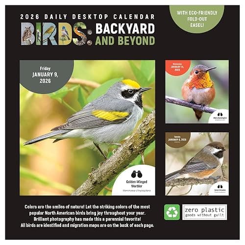 TF Publishing 2026 Birds: Backyard & Beyond Daily Desktop Calendar - Home and Office Organization - Small Desk Calendar 2026 w/Full-Color Tear-Off Pages and Standing Cardboard Easel - 5.25in x 5.25in thumbnail 4