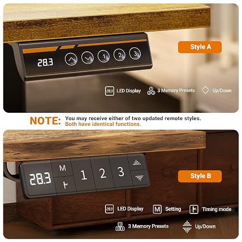 Claiks Electric Standing Desk, Adjustable Height Stand up Desk, 24x48 Inches Sit Stand Home Office Desk with Splice Board, Black Frame/Rustic Brown Top thumbnail 7