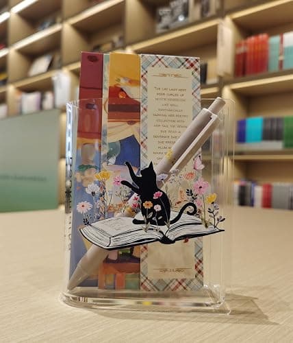 Bookmarks Holders Bookshelf Bookcase Decor, Home Office Desk Organizer, Book Marks Pen Pencil Holder, Friends Book Lover Gifts (Cat) thumbnail 7