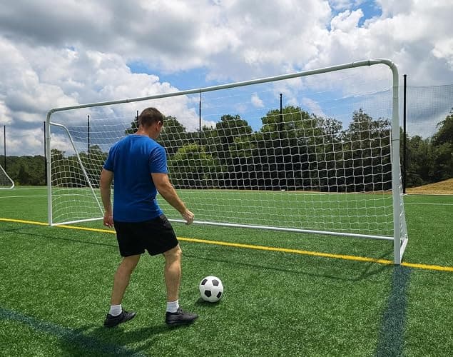 Official Size 24 X 8 X 5 Ft. Steel Soccer Goal. Heavy Duty Frame w/Net. Tournament, Regulation Size. Professional Portable Practice Training Aid. 24 X 8, 24x8(1Net) thumbnail 2