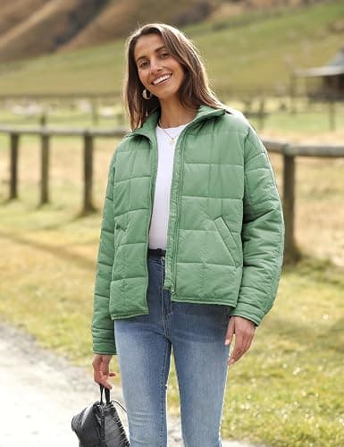 Bianstore Women's Oversized Splice Quilted Lightweight Puffer Jacket Casual Padded Coat thumbnail 6