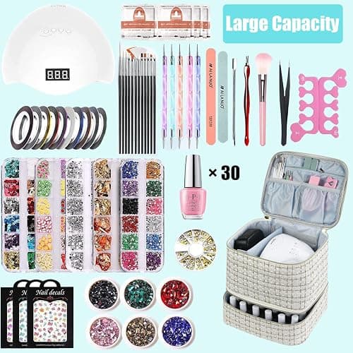 CTWWFS Nail Polish Organizer and Nail Lamp Case, Nail Kit Organizer Holds 30 Bottles (15ml - 0.5 fl.oz) and a Nail Lamp, Nail Polish Carrying Case with Manicure Tools Storage Sections (A-White) thumbnail 6