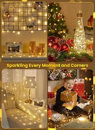 Minetom Fairy Lights Battery Operated with Remote, 33Ft 100 LED Waterproof String Lights Indoor Outdoor, Starry Twinkle Light for Christmas Home Bedroom Wedding DIY Centerpiece Decor thumbnail 7