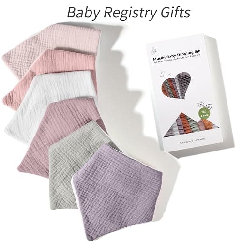 Kewlife gift 6 Stück Lätzchen Baby Musselin Dreieckstuch Baby Halstuch Lätzchen Verstellbare für Junge und Mädche - Sanft-Rosa thumbnail 9