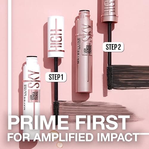 Maybelline Lash Sensational Sky High Washable Mascara + Boosting Lash Primer Makeup Bundle, Includes 1 Mascara in Blackest Black and 1 Eyelash Primer in Soft Black thumbnail 3