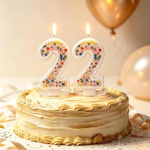 Birthday Candles, Pearl Sequin Number Candle Party Supplies (Number-22) thumbnail 3