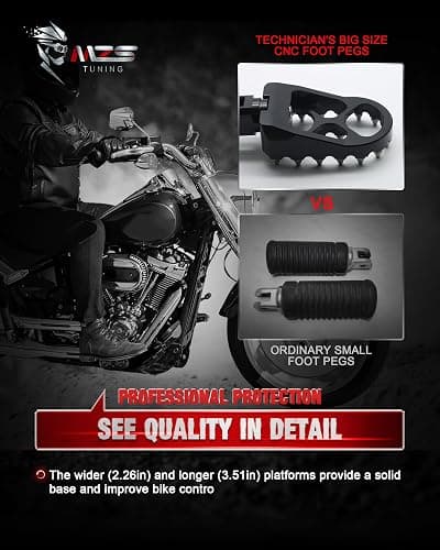 MZS Motorcycle Front Foot Pegs, 2018-2024 Adjustable Footpegs Rest Pedal Accessories Black Compatible with Softail Slim Lower Rider Street Bob Fat Bob Boy Sport Glide Heritage Breakout RA1250 RH1250S thumbnail 6