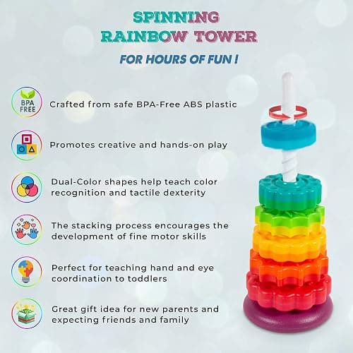 FineSource Spinning Stacking Toys-Spin Toys ABS Plastic and Color Rainbow Design,Focus on Children Educational Kids Brain Development Toys Free Family Games for Birthday Gifts thumbnail 6