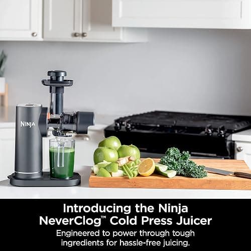 Ninja NeverClog Cold Press Juicer, Powerful Slow Juicer with Total Pulp Control, Countertop, Electric, 2 Pulp Functions, Dishwasher Safe, 2nd Generation, Charcoal, JC151 thumbnail 2