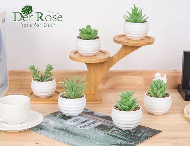 Der Rose 6 Pack Fake Plants Small Realistic Succulents Plants Artificial for Home Room Decor Indoor thumbnail 6