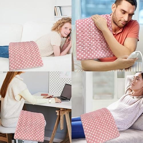 HELLOMOTO Heating Pad for Back, Neck & Shoulder Pain Relief with 12 Heat Settings and 8 Timer Settings, 12"x24" Extra Large Heat Pad, Machine Washable - Pink thumbnail 5