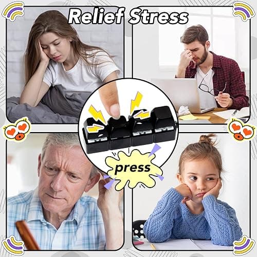 2 PCS White & Black Keyboard Fidget Toy, Keyboard Fidget Keychain 4-in-1 Keyboard Decompression Button Finger Clicker Toys, Button Stress Relief Fidget Gifts to Relief Stress (General) thumbnail 7