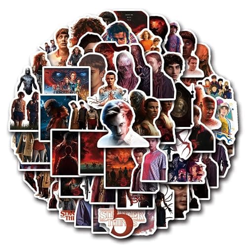 60pcs Movies Stranger Things 5 Stickers Pack, Cartoon Stranger 5 Things 5 Style Waterproof Vinyl Stickers for Teenagers and Adults for Laptop Skateboard Phone Guitar Travel Case Bike thumbnail 2