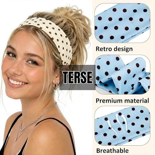 TERSE Polka Dot Headbands for Women Trendy Women Y2K Hair Accessories: Cute Head Bands for Women's Hair Fashion Hairbands 6PCS thumbnail 2