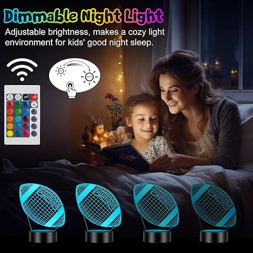 Linkax Football Gifts Stocking Stuffers for Kids Teens Boys Girls, Rugby 3D Illusion Night Light Christmas Gifts for Kids, 6 7 8 9 10 11 12 13 Year Old Birthday Presents Room Decor, Toys for Ages 8-13 thumbnail 5