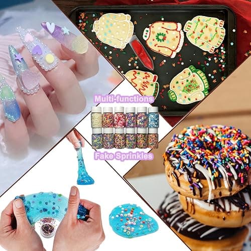 LIKETURE Fake Sprinkles 12 Jars 180g Polymer Clay Sprinkles Fake Candy Sprinkles Faux Sprinkle for Resin Slime Craft Plastic Sprinkle Nail Art Phone Case DIY Shaker Card Filler (12 Mixed Colors-180G) thumbnail 5