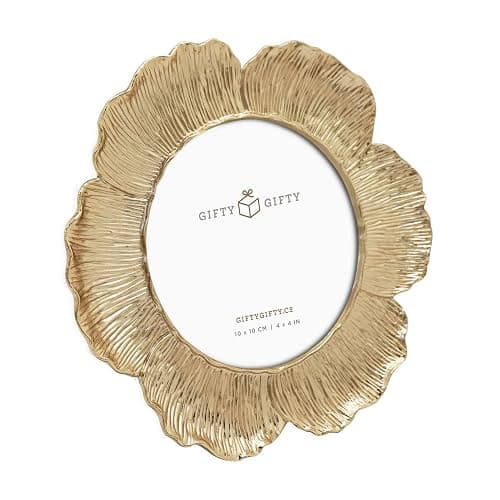 GIFTY GIFTY Circular Gold Floral Photo Frame / 4x4 In | For Tabletop Display | Perfect for Home Decor, Wedding, Graduation, Or Milestone Photos thumbnail 3