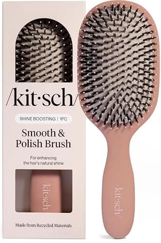 Kitsch Smooth & Polish Brush – Dual Bristle Detangler Brush, Shine & Frizz Control – Vegan Boar & Nylon Hair Brush with Cushioned Pad for Scalp Massage – Hair Care Tool for All Hair Types - Terracotta - Image 1