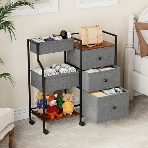 Modanais Baby Diaper Caddy Organizer Cart - 3 Tier Rolling Cart with Dividers and Drawers, Easy To Assemble, Mobile Utility Cart with Wheels for Nursery, Bedroom, Changing Table & Crib thumbnail 4