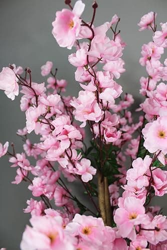 Arnusa Kunstpflanze Blütenbaum 120 cm Wintersweet Künstliche Pflanze Blüten Kunstbaum im Topf Frühlings Pflanze (Pink) thumbnail 5
