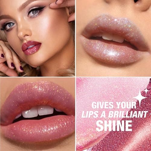 LANGMANNI 10 Colors Diamond Glitter Lip Gloss Set,Long Lasting High Shine Shimmer Liquid Lipstick Set,Hydrating,Moisturizing Lip Gloss Kit Gift Makeup For Girls thumbnail 8