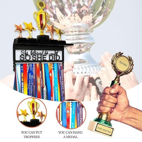 Goutoports Personalized Medal Hanger Display Holder Tiered Award Rack - Custom Text Color and Images for Athletes Easy to Install thumbnail 7
