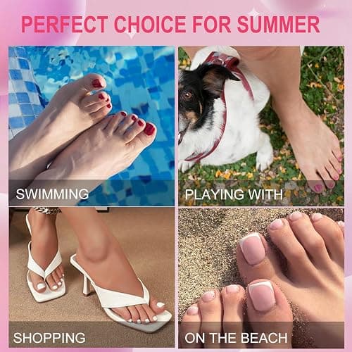 AddFavor Toe Nail Press ons - 150pcs Press on Toenails for Women, French Tip Toe Press on Nails Fake Toe Nail Tips Square Fake Toenails in 15 Sizes Full Cover Acrylic Toenail with Adhesive Tabs thumbnail 7